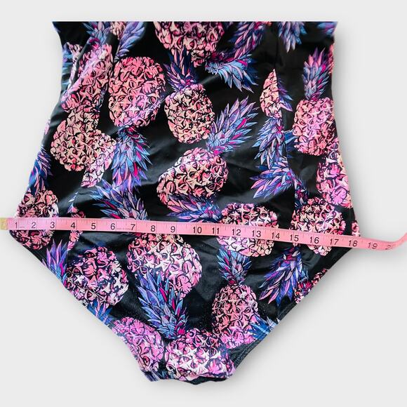 Torrid Tropical Pineapple Push Up Demi Bra Slim One Piece Ruched Swimsuit 1X - Picture 11 of 16